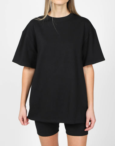The Ribbed Fitted Tee | Black