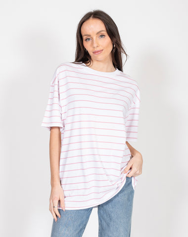 The Ribbed Fitted Tee | Pink Smoke