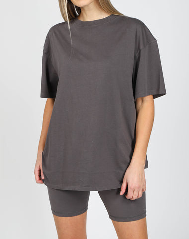 The Cropped Ribbed Tee | Oyster