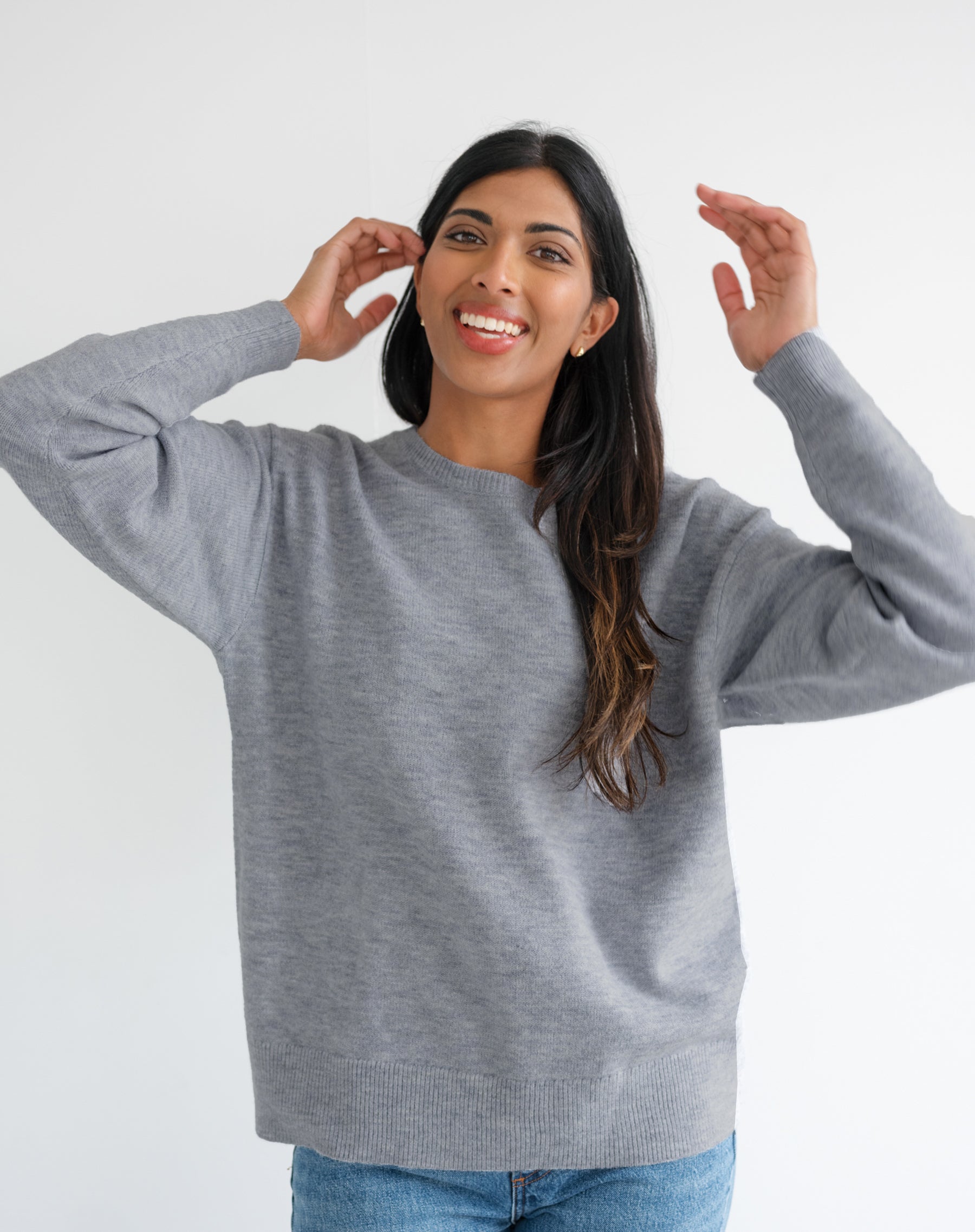 Oversized Knit Crew – BRUNETTE The Label