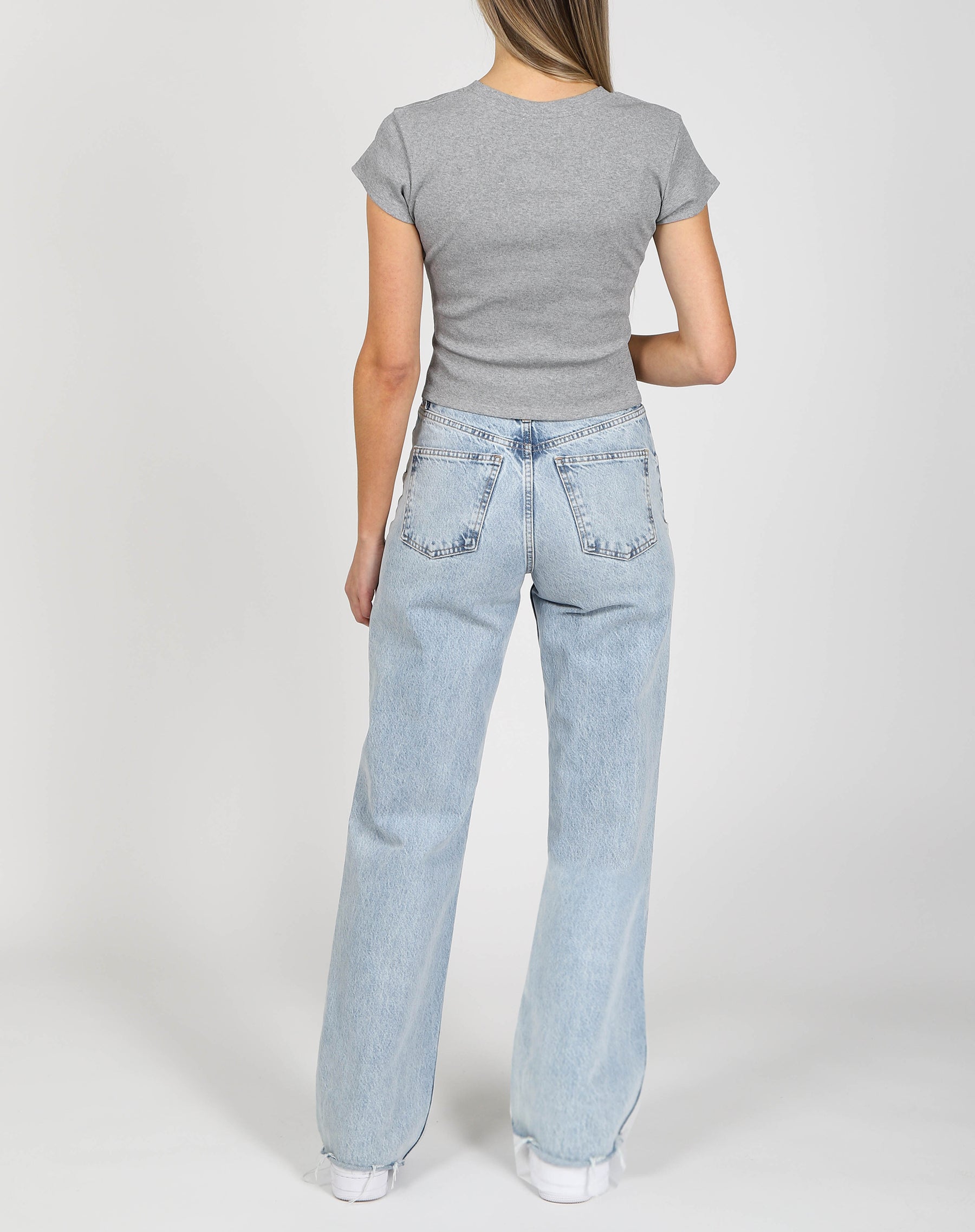 The Cropped Ribbed Tee | Classic Grey