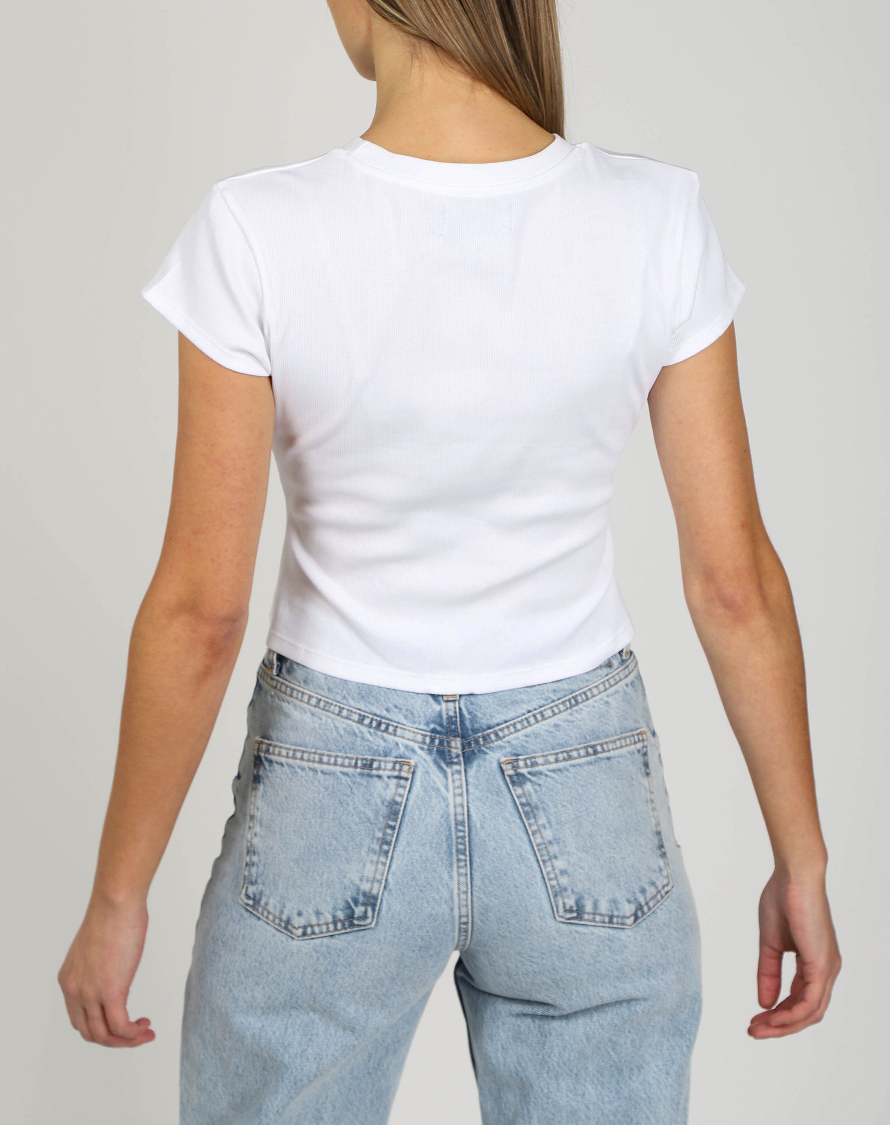The Cropped Ribbed Tee | White