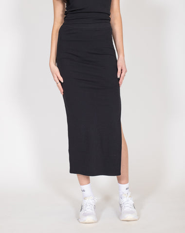The Ribbed Strapless Maxi Dress | Black
