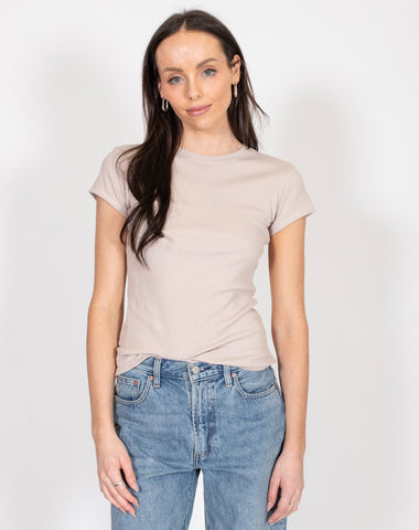 The Cropped Ribbed Tee | Black