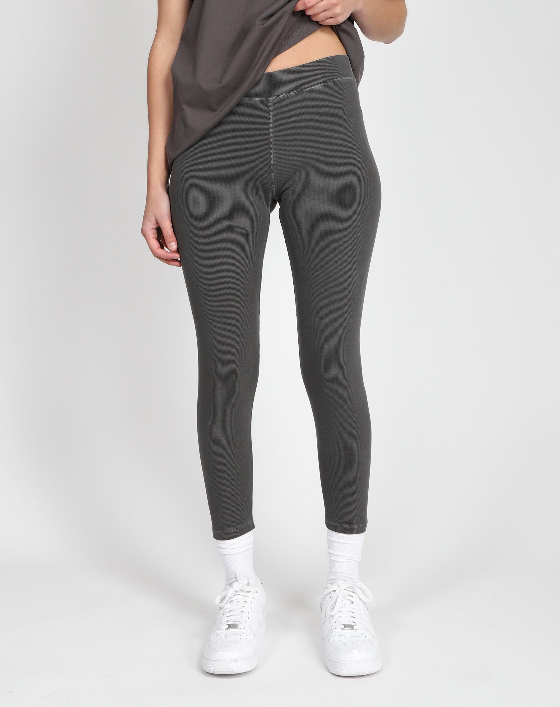 The Ribbed Leggings  Washed Grey – BRUNETTE The Label