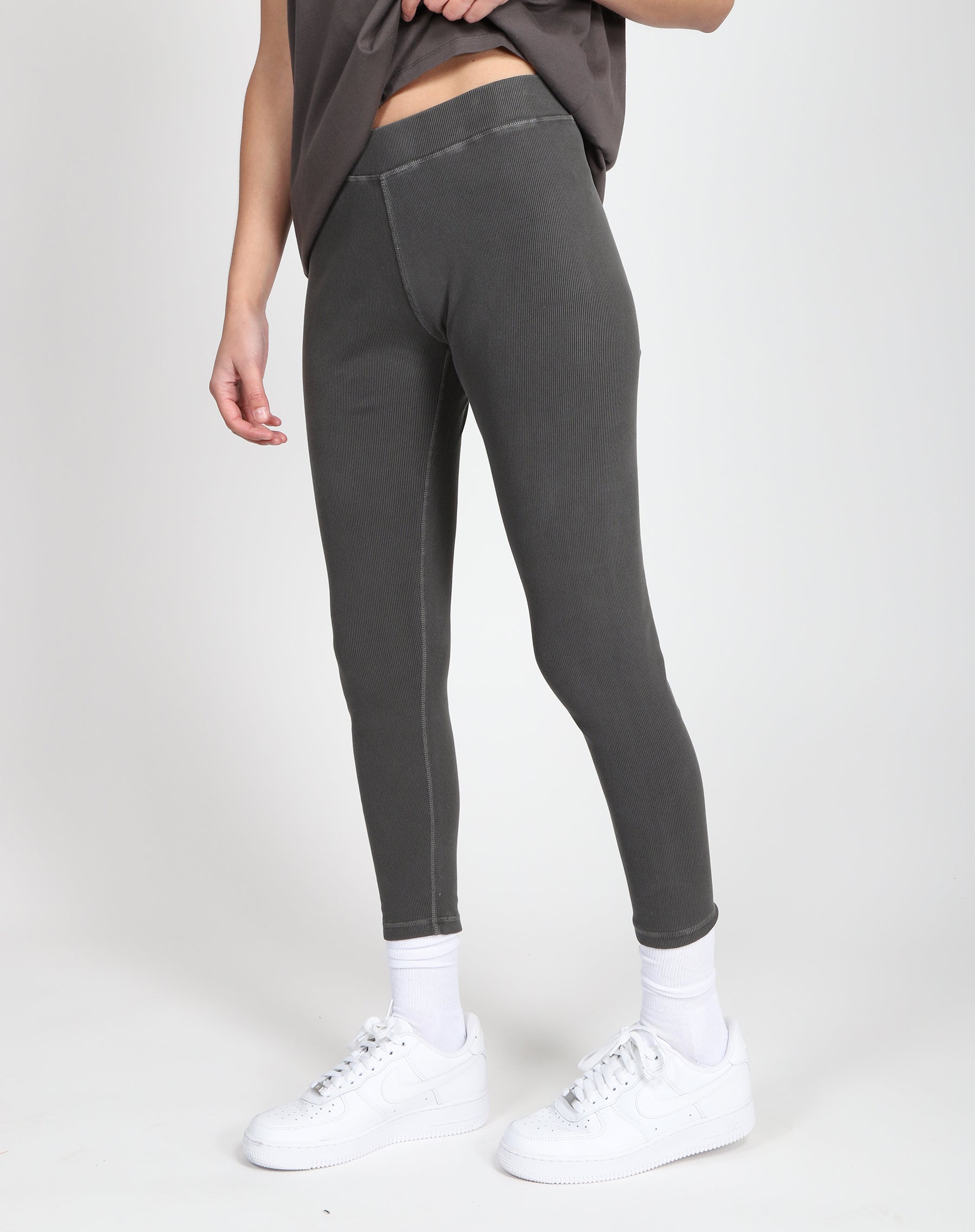 The Ribbed Leggings  Washed Grey – BRUNETTE The Label