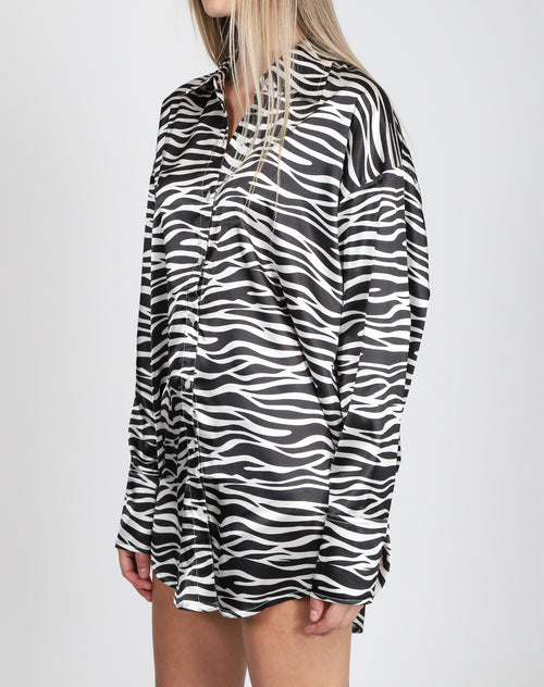 The "PATTI" Silk Button Up Dress | Zebra