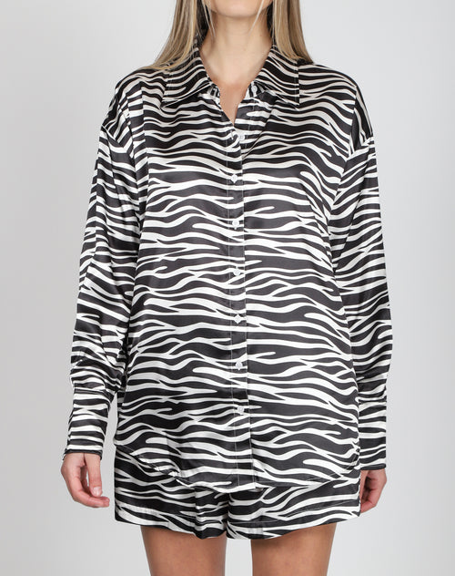 The "BIANCA" Silk Button Up Shirt | Zebra