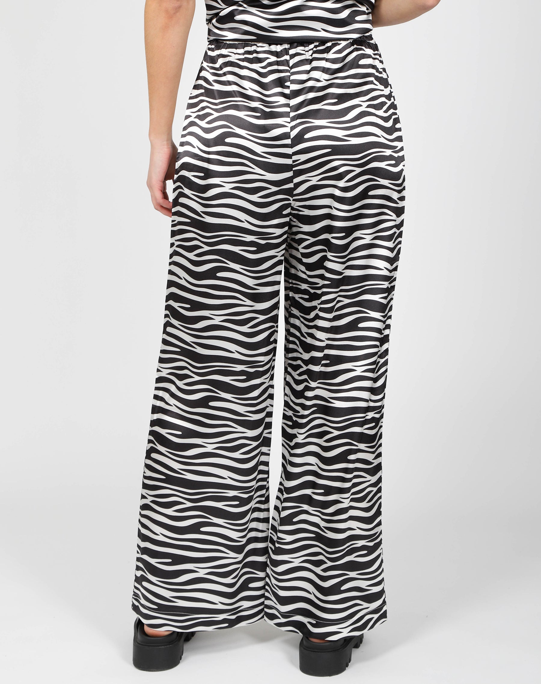 The "STEVIE" Silk Straight Leg Pant | Zebra