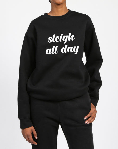 The 'Sleigh All Day' Classic Crew | Black