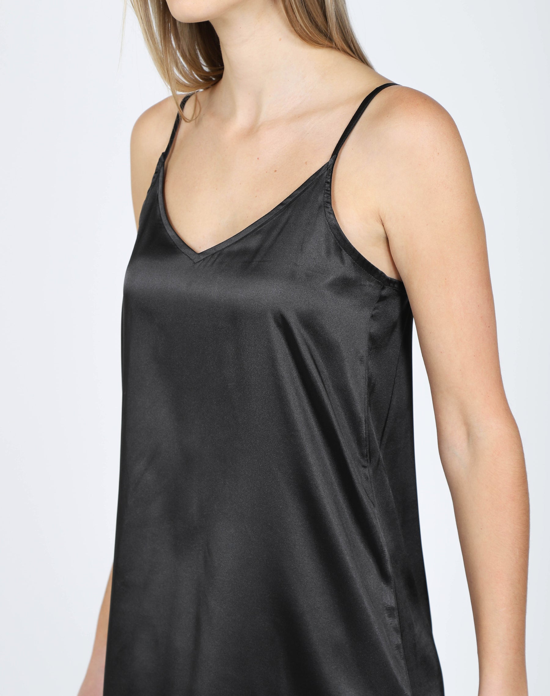 The "HELENA" Silk Maxi Slip Dress | True Black