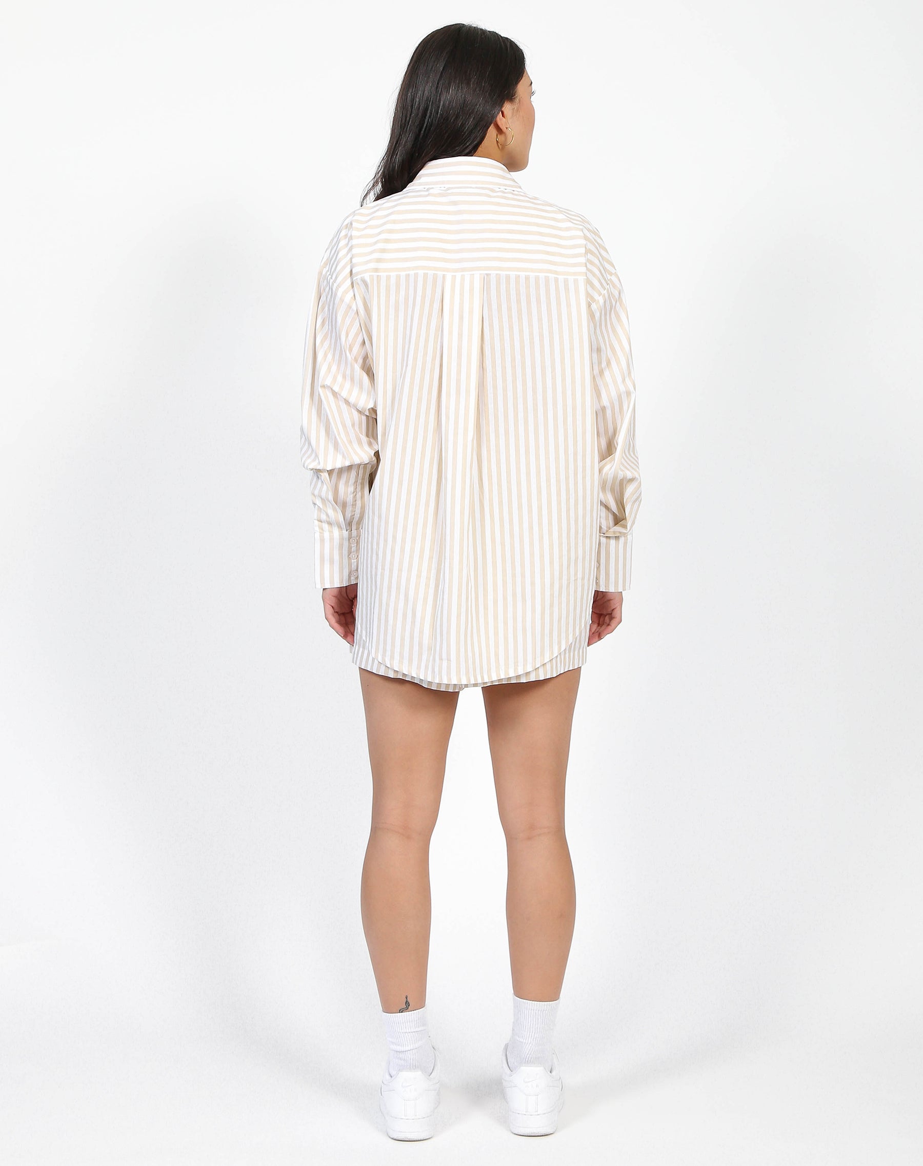 Striped Button Up Shirt | Almond Milk