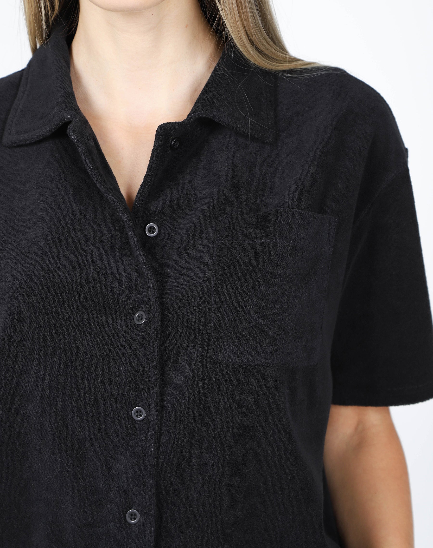 The Terry Cloth Button Up Shirt | Rosé