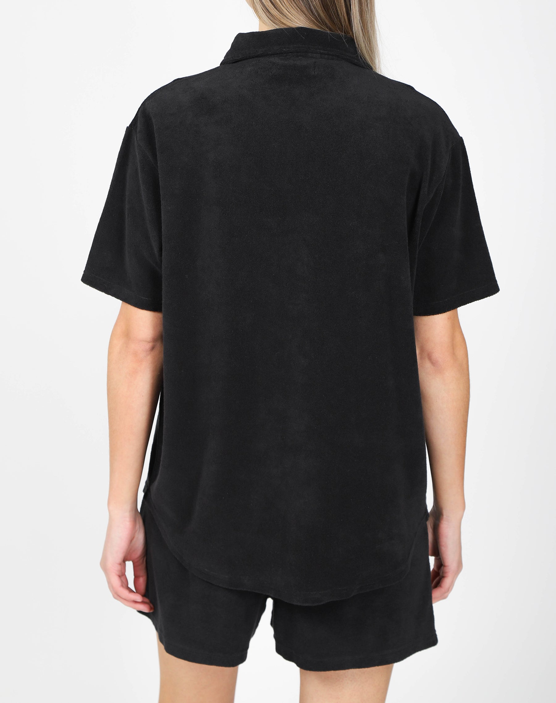 The Terry Cloth Button Up Shirt | Black