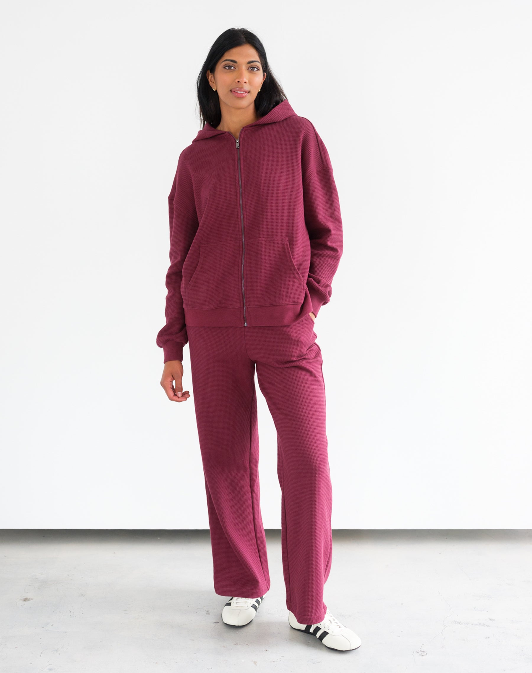 Waffle Full Zip Hoodie – BRUNETTE The Label