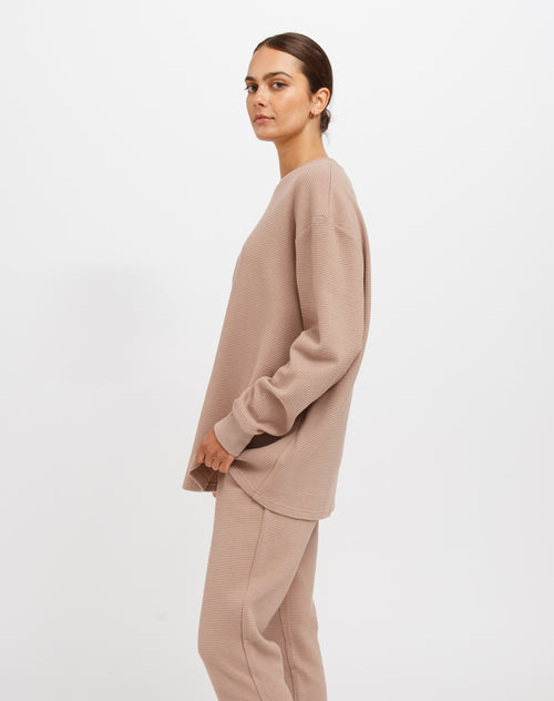 BRUNETTE THE LABEL - Waffle Wide Leg Pant | Navy