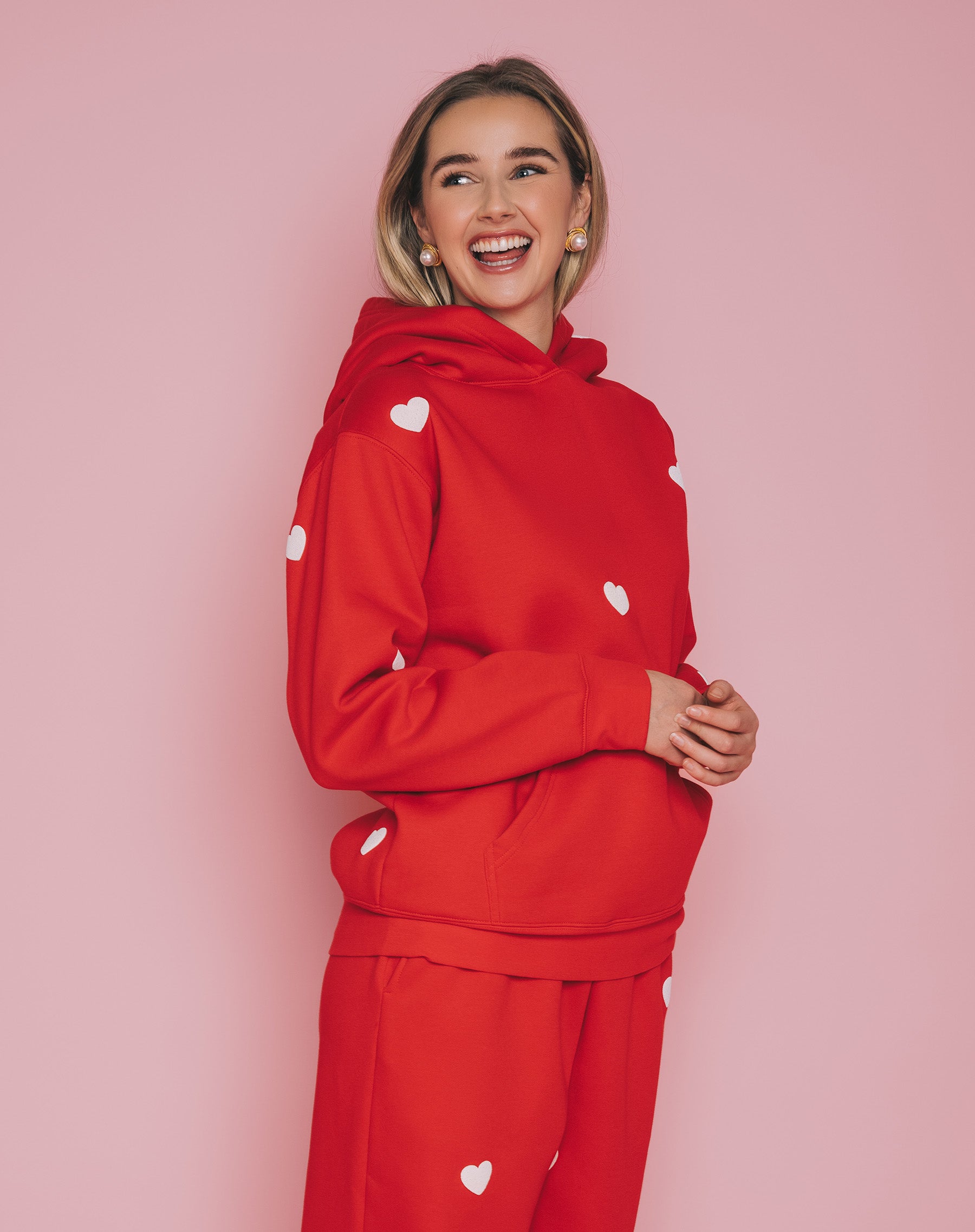 All Over Heart Classic Hoodie – BRUNETTE The Label
