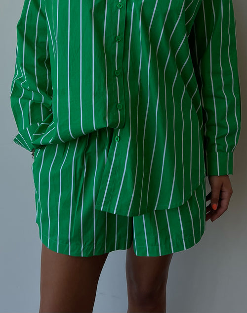 Striped Boxer Short | Kelly Green & White