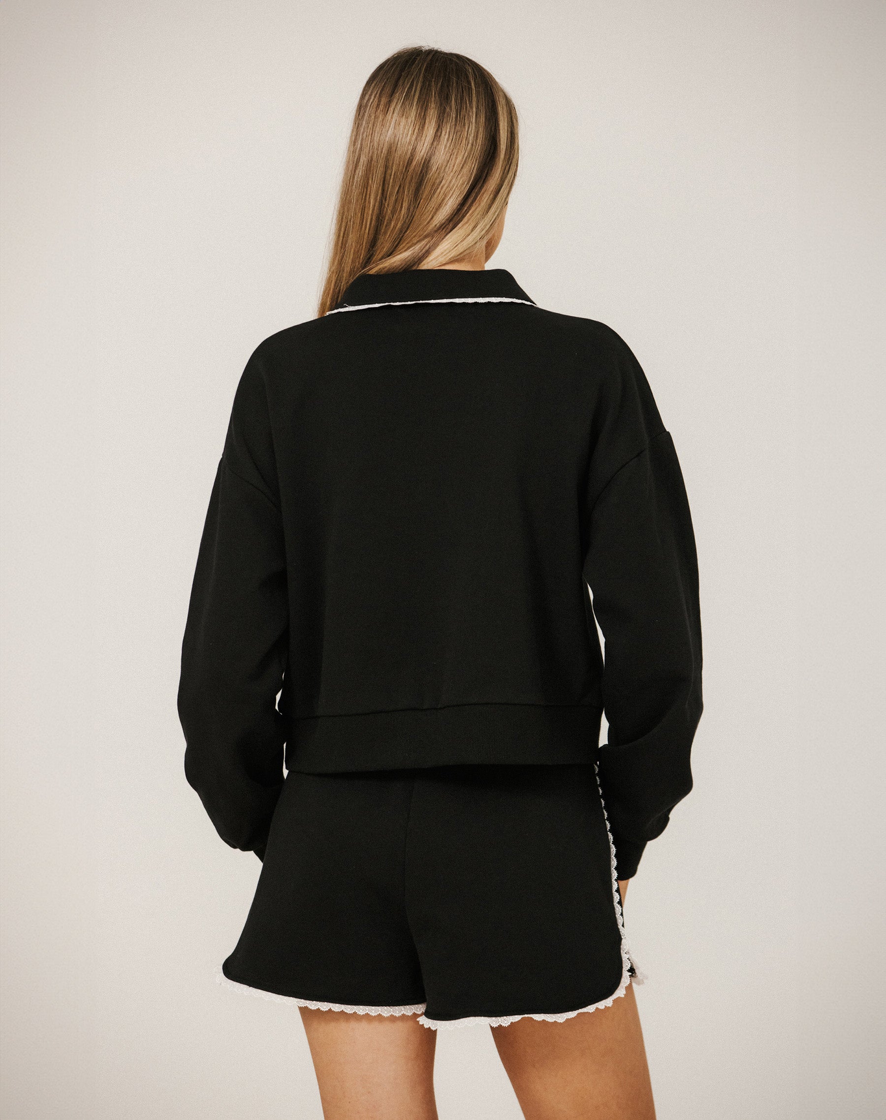 Lace Trim Collared Sweater