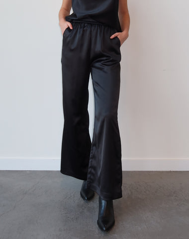'Naomi' Satin Mini Slip Dress | Black
