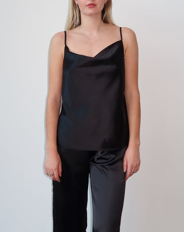 'Helena' Satin Maxi Slip Dress | Black