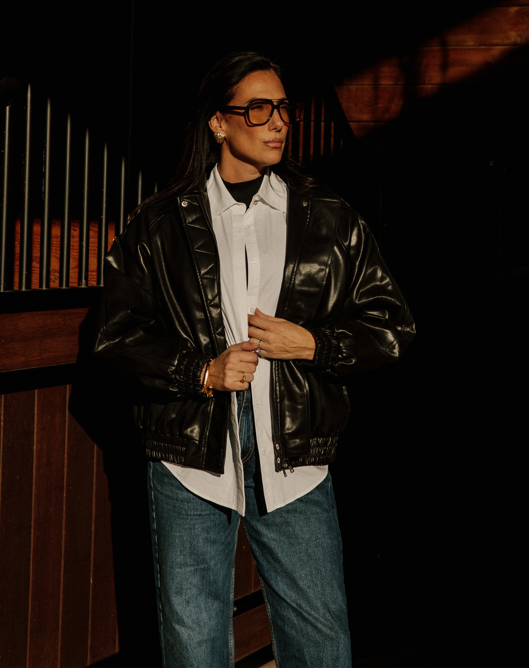 Oversized Vegan Leather Bomber – BRUNETTE The Label