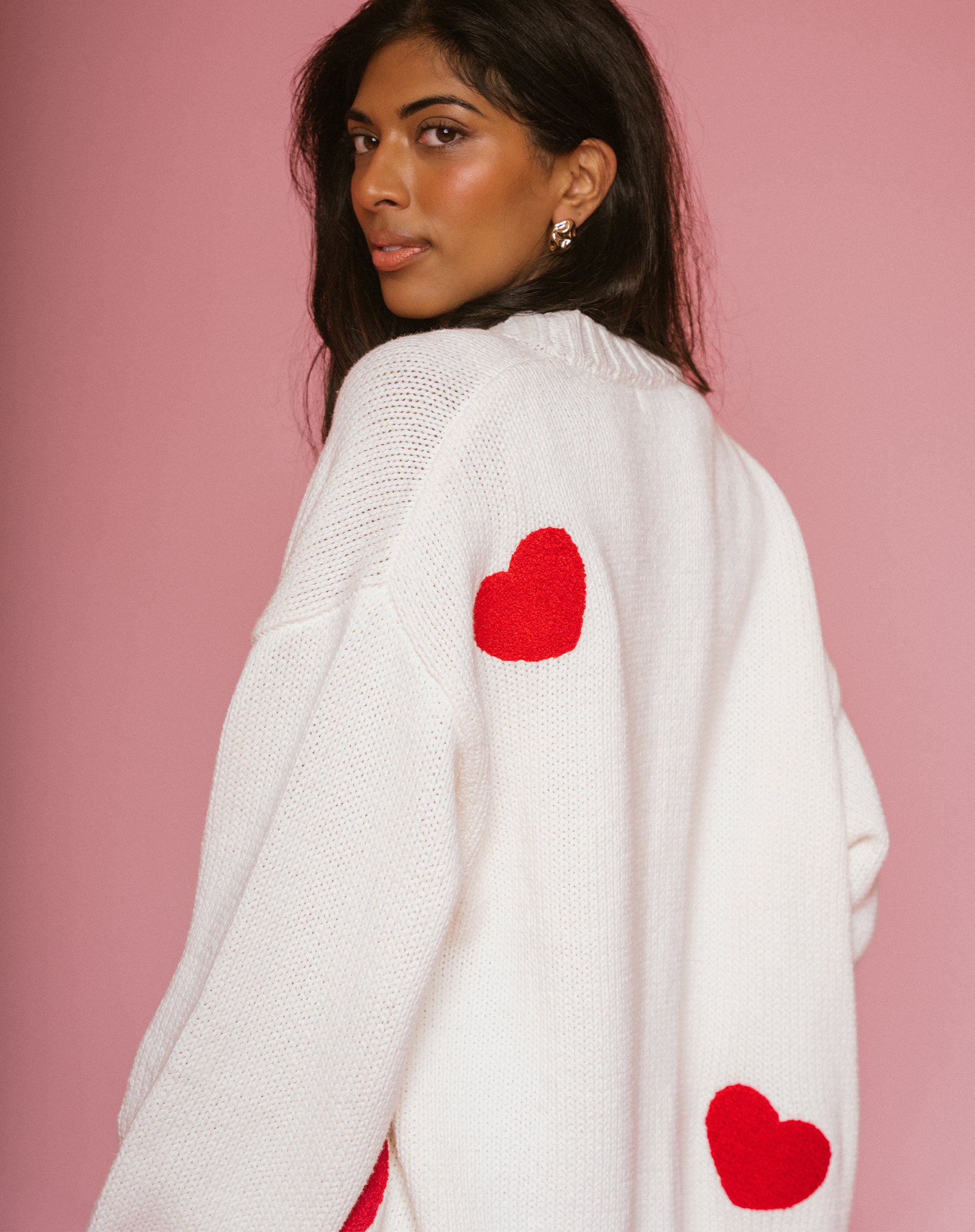 All Over Heart Knit Cardigan