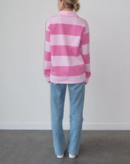 The "HEART" Striped Rugby Shirt | Fuchsia & Baby Pink