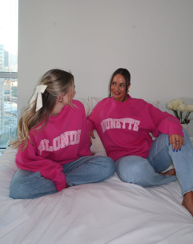 The "BLONDE" Classic Crew Neck Sweatshirt | Baby Pink