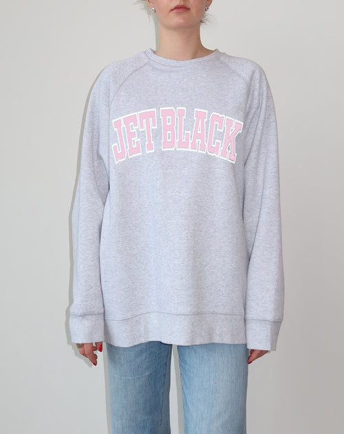 The "JET BLACK" Not Your Boyfriend's Varsity Crew Neck Sweatshirt | Pebble Grey & Baby Pink