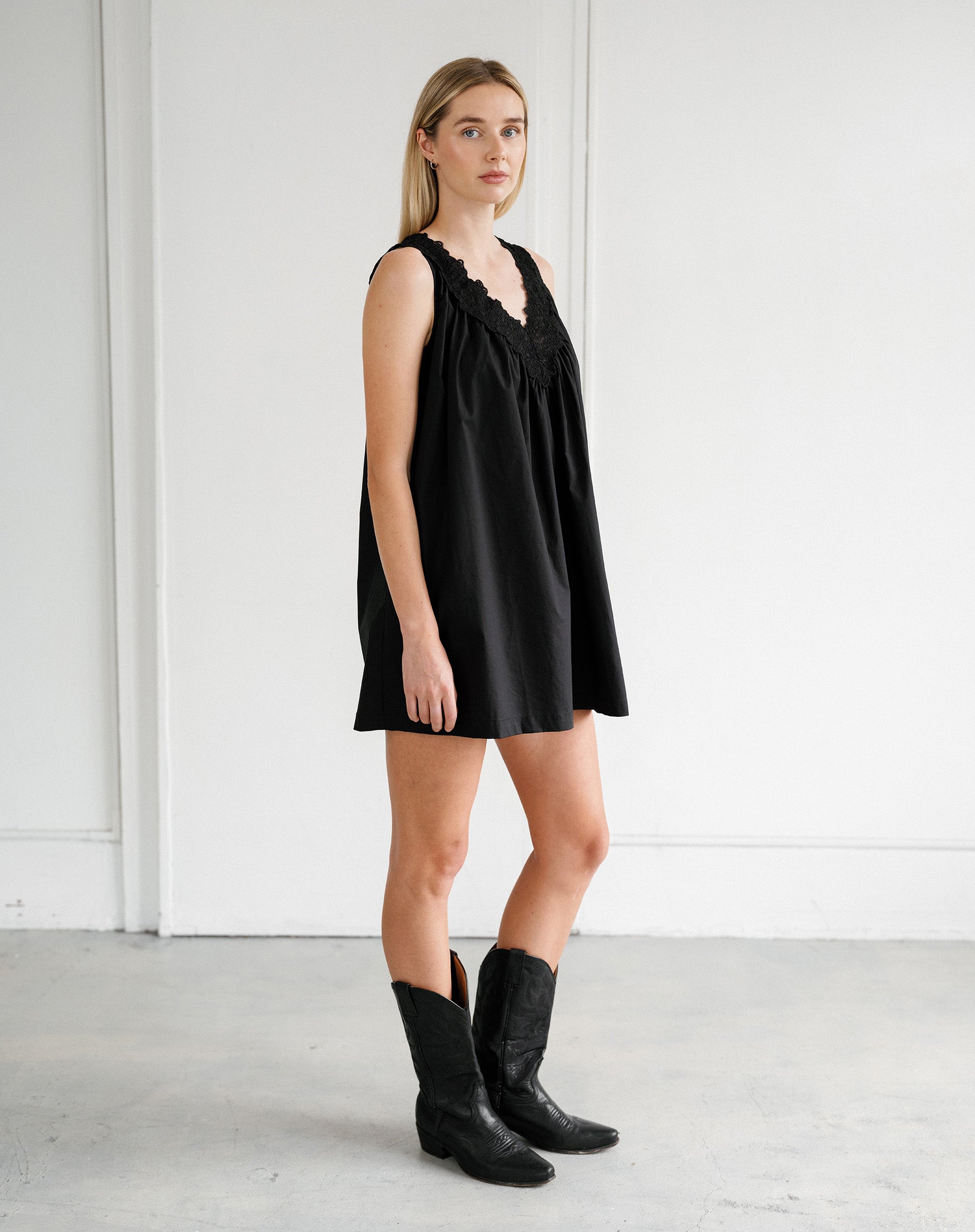 Lace Poplin Dress
