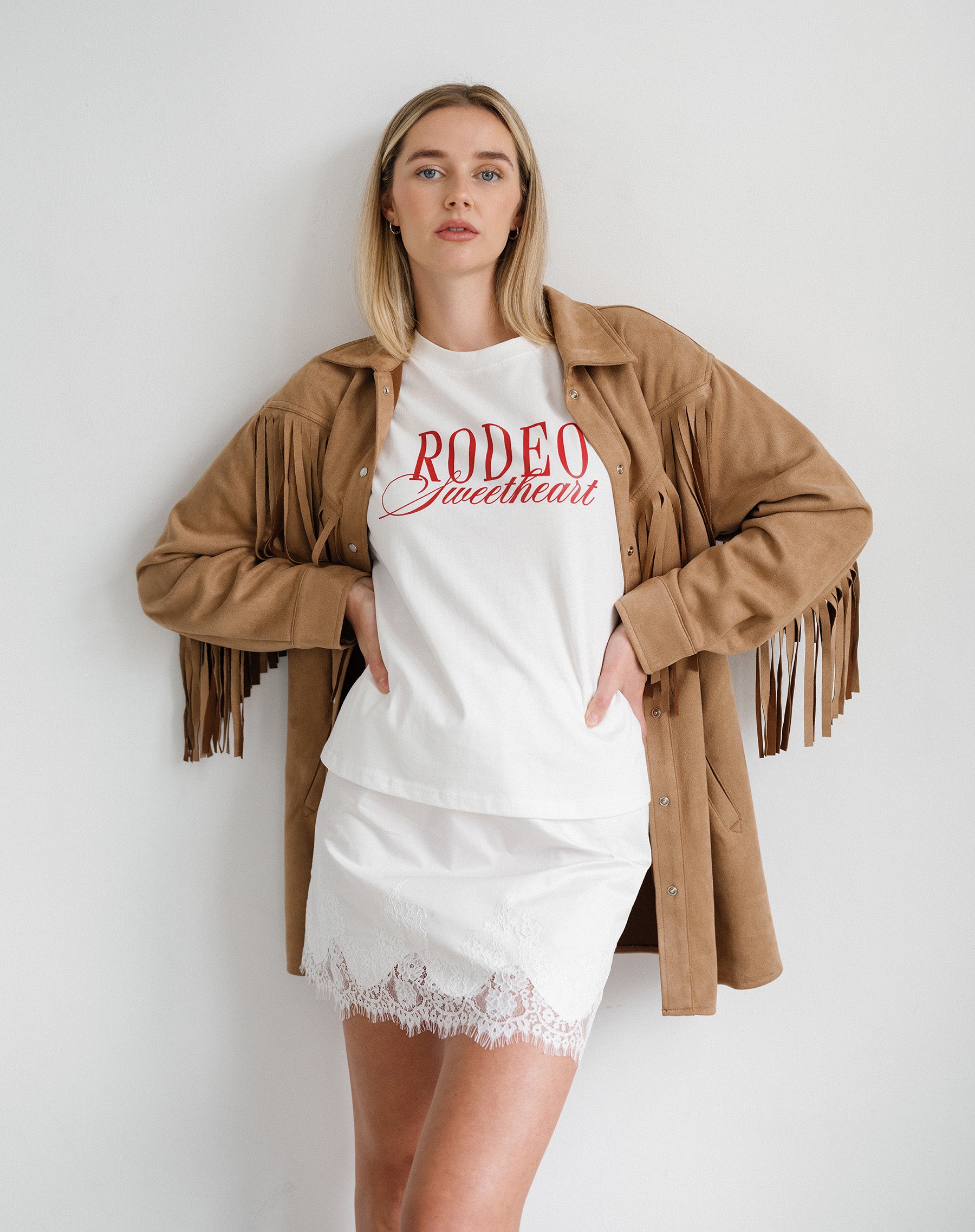 Lace Poplin Skirt