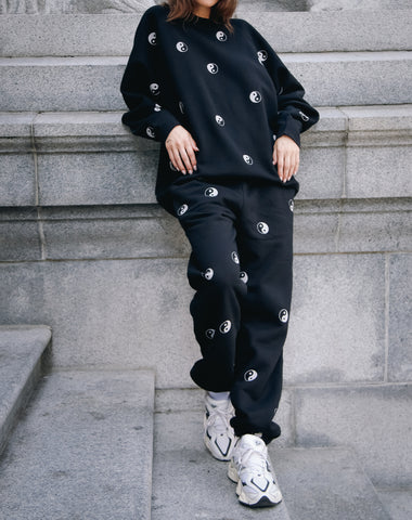 The "ALL OVER PEACE SIGN" Oversized Joggers | Almond Milk