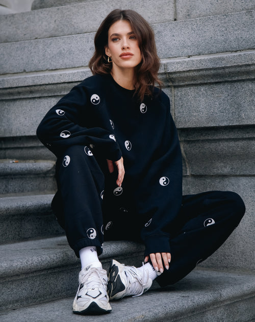 The "ALL OVER YIN YANG" Oversized Joggers | Black