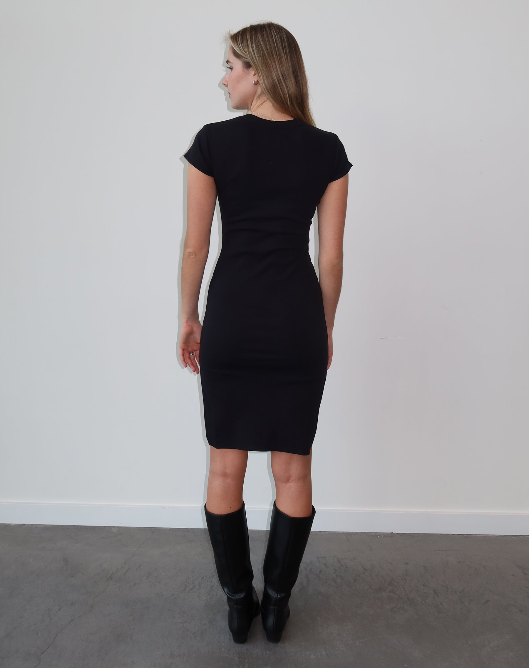 The Ribbed Midi Dress | Black