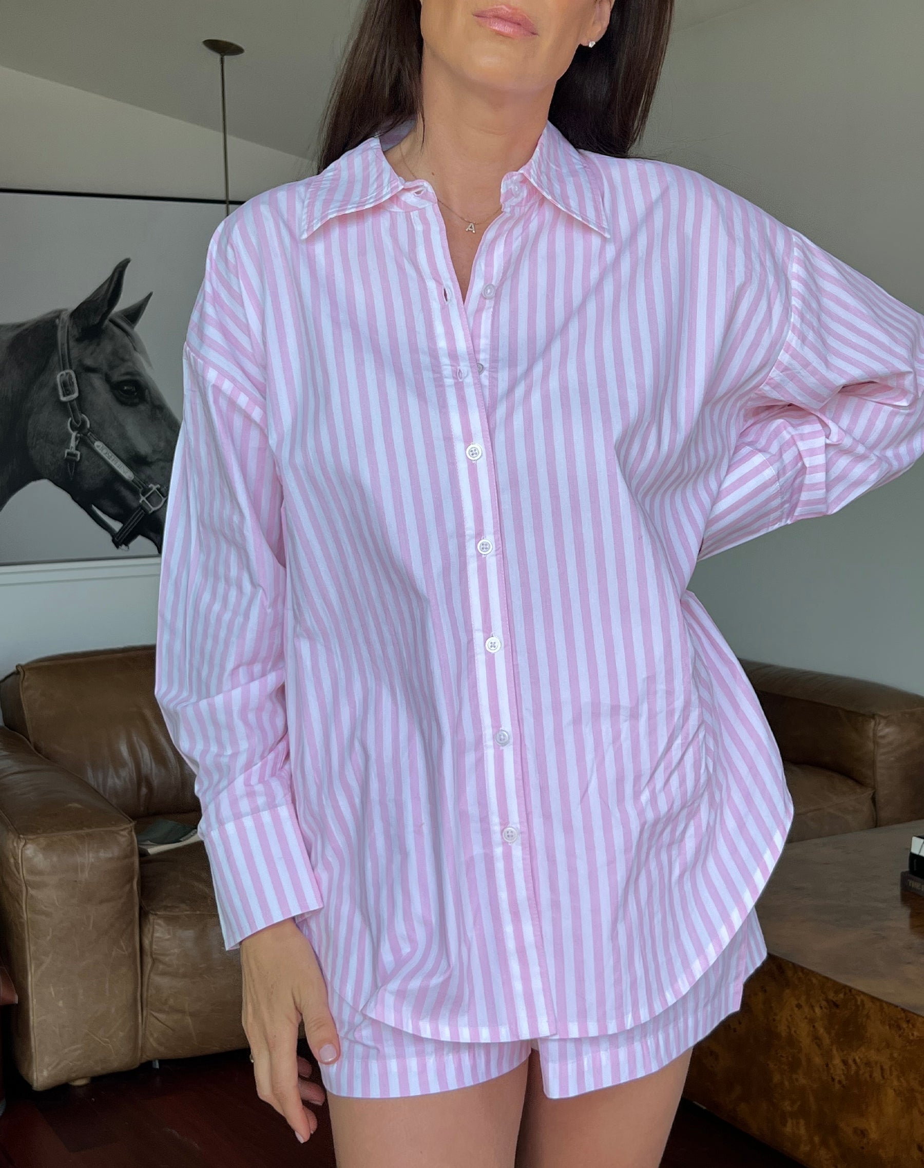 Striped Button Up Shirt | Rosé