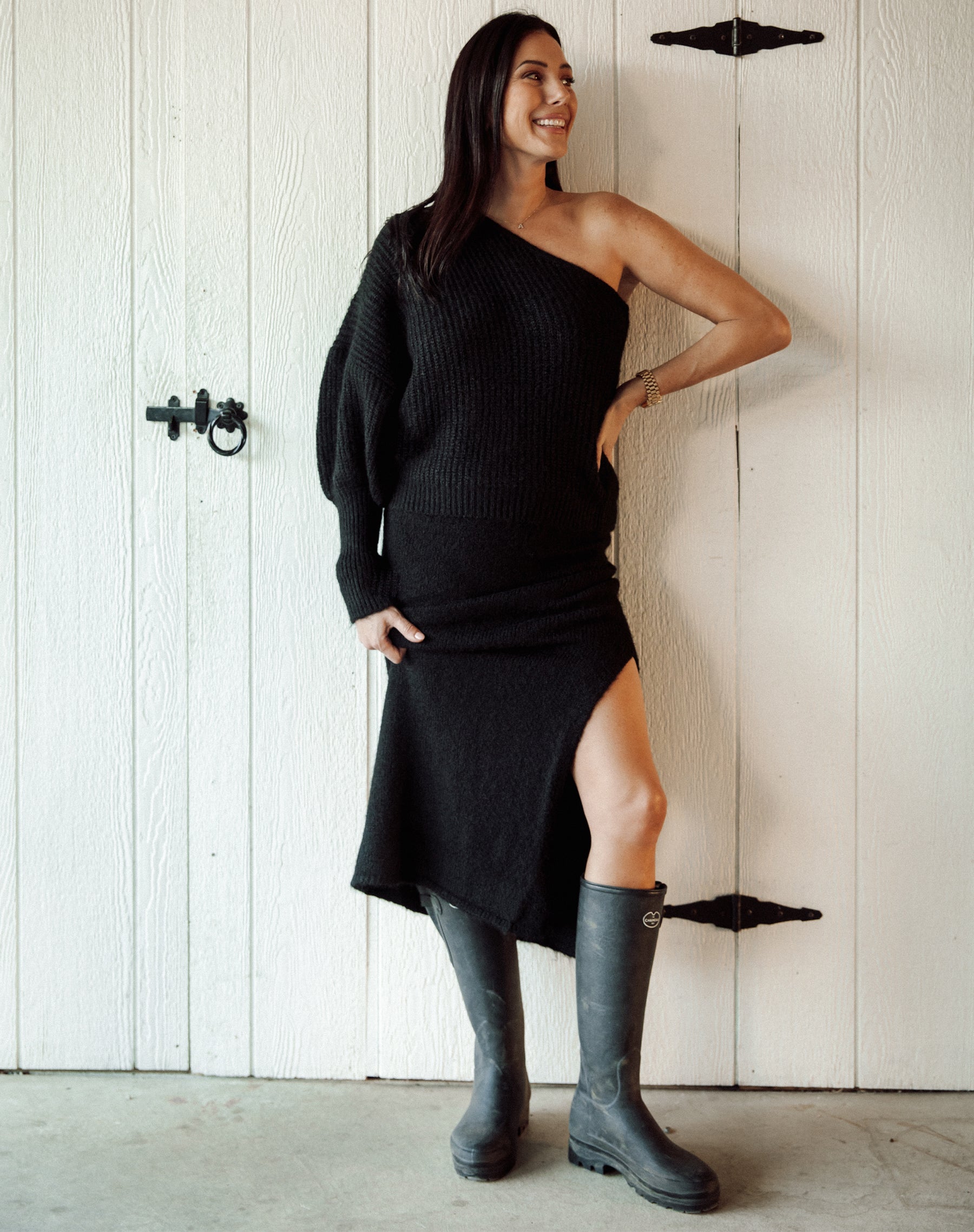 Victoria One Shoulder Knit Sweater – BRUNETTE The Label