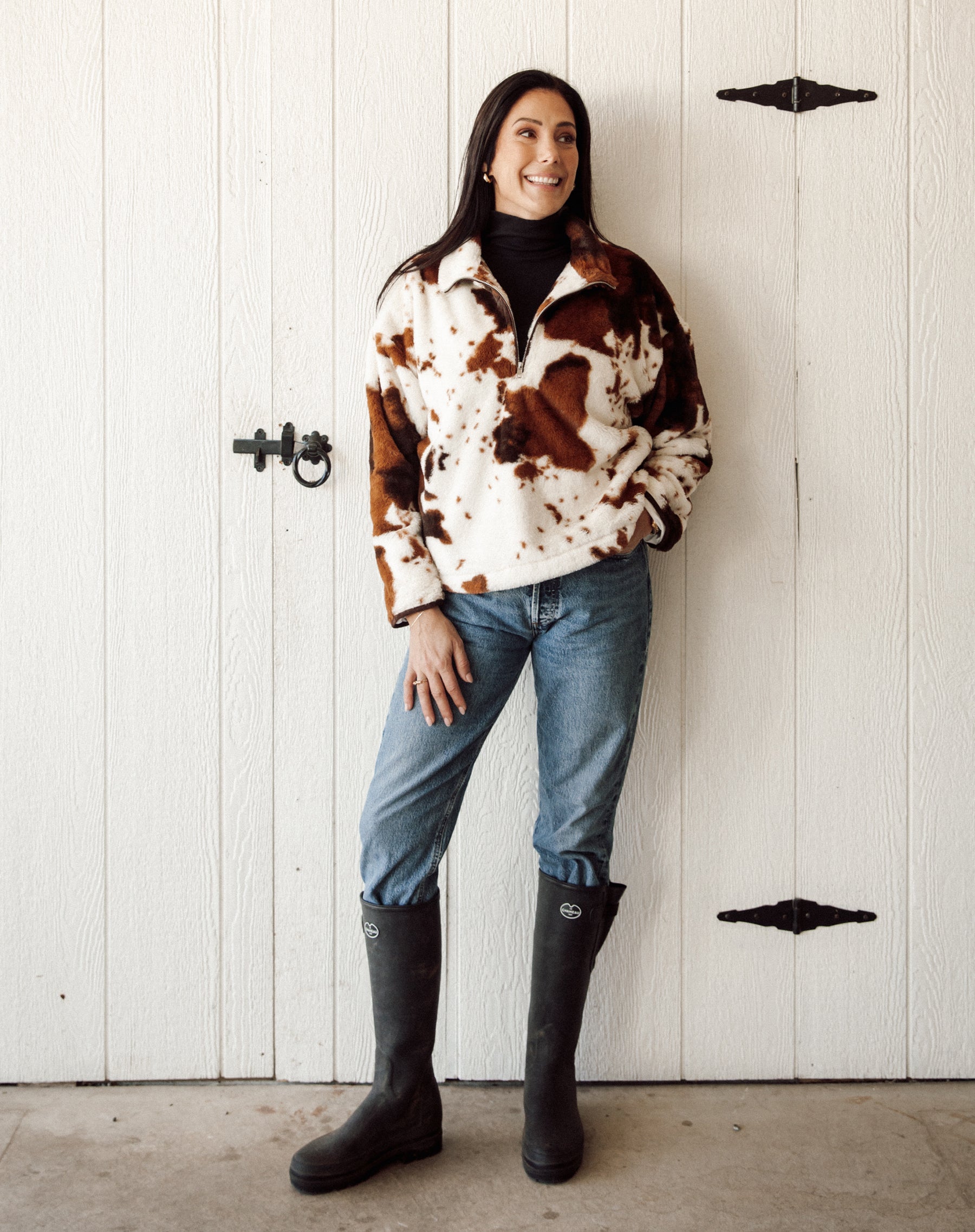 Cow Print Half Zip – BRUNETTE The Label
