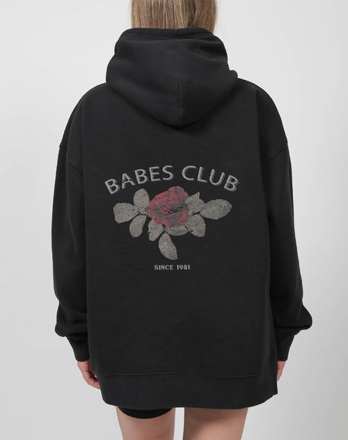 The "BABES CLUB" Big Sister Hoodie | Washed Black