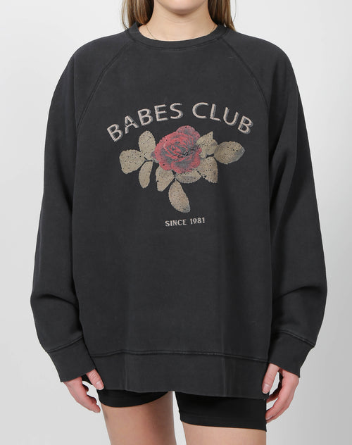 The "BABES CLUB" Not Your Boyfriend's Crew Neck Sweatshirt | Washed Black