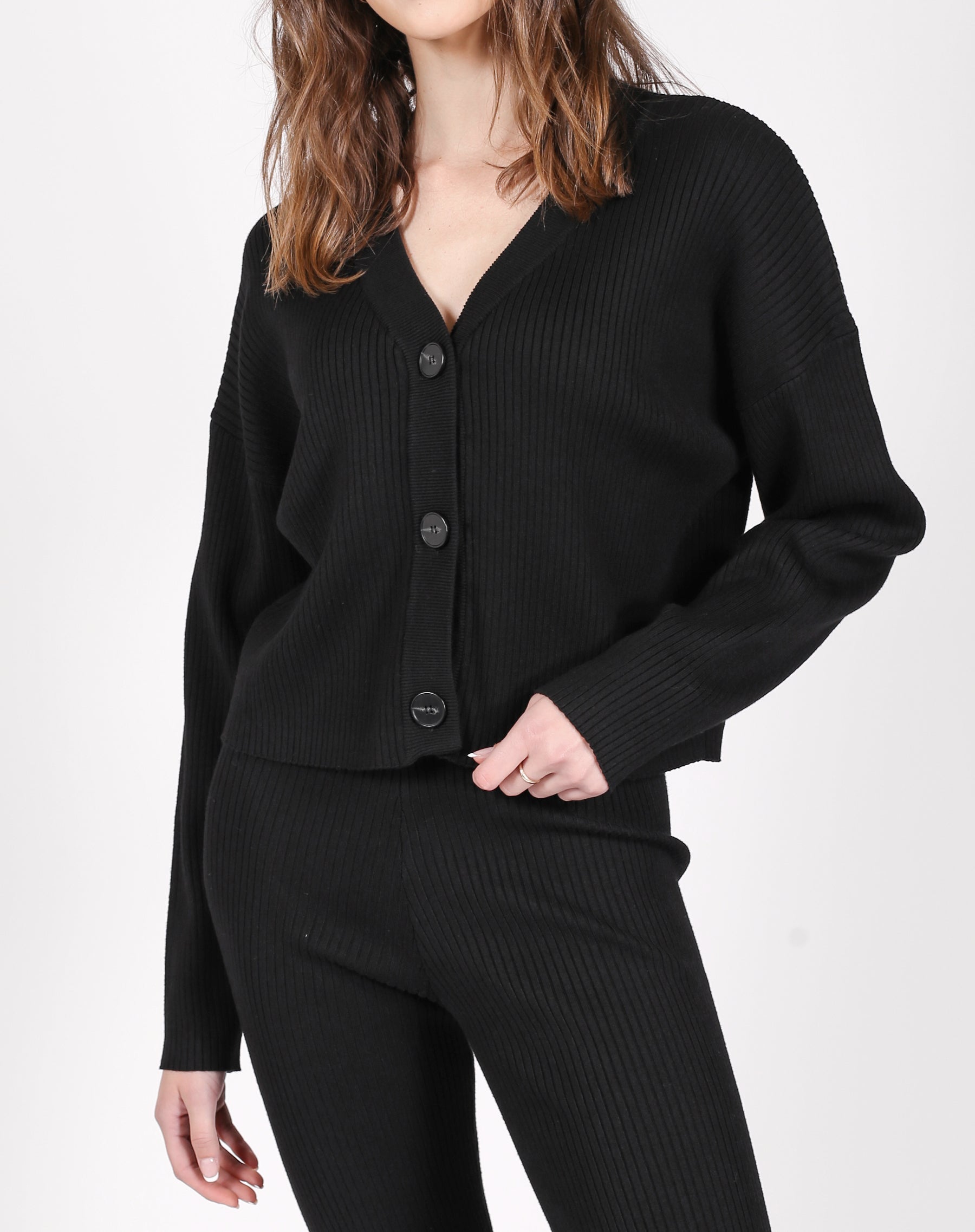 The Best Friend Ribbed Cardigan | Black