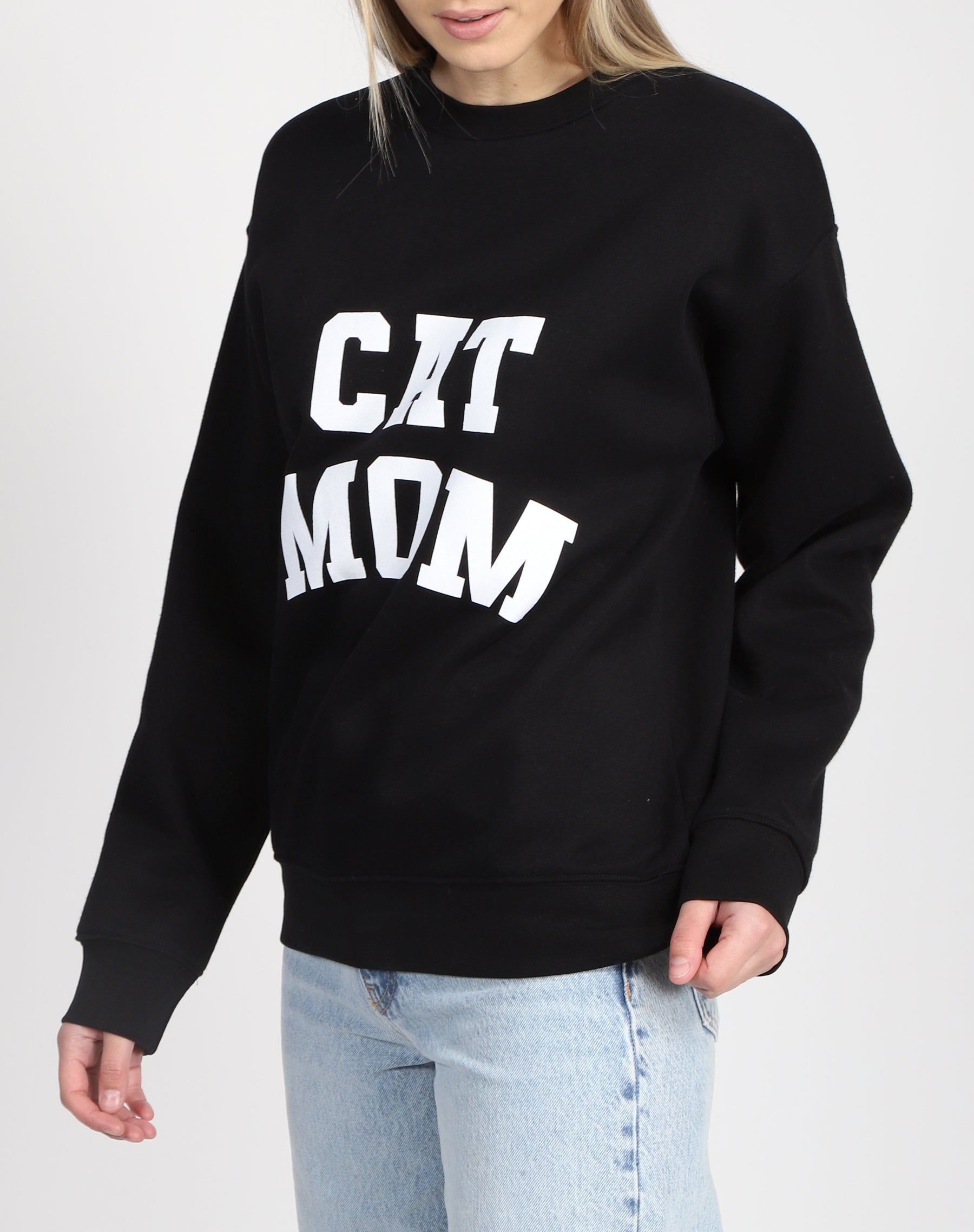 The "CAT MOM" Classic Crew Neck Sweatshirt | Black