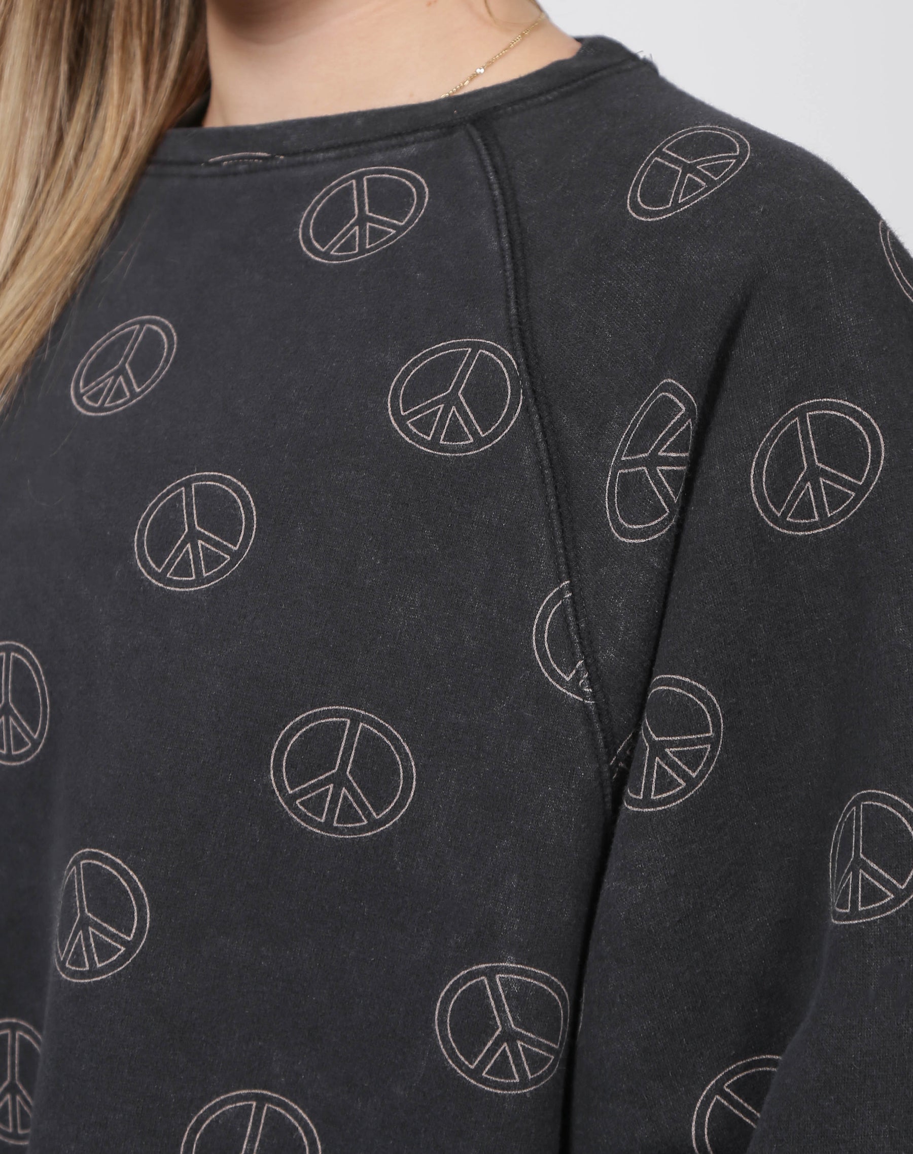 The "PEACE SIGN" Not Your Boyfriend's Crew Neck Sweatshirt | Washed Black