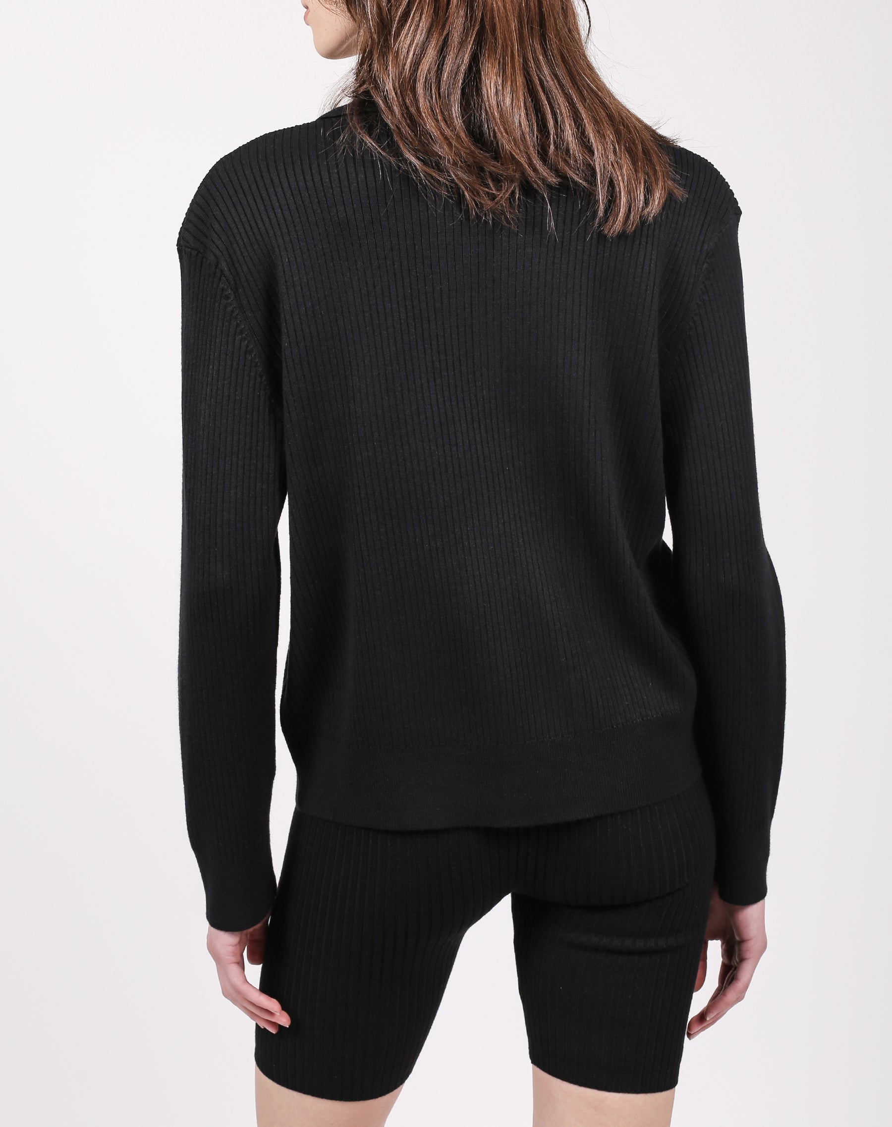 The Ribbed Polo Sweater | Black